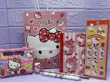 HELLO KITTY Sanrio Gift Bag Purse Stationary Gift Notebook Pen Rubber Stickers