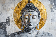 Canvas Art Grey Gold Buddha