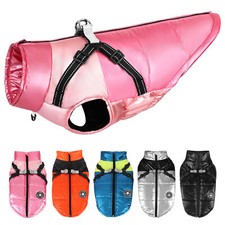 Waterproof Dog Coat with Harness Reflective Winter Puppy Jacket for Bichon Frise
