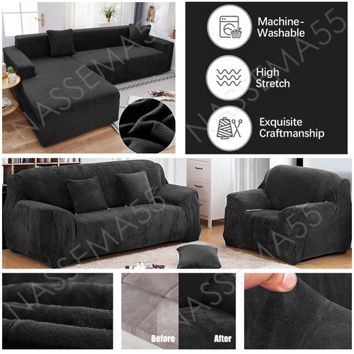 Velvet elastic stretch sofa - velvet,