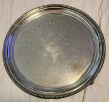 Large Solid Silver Round Tray