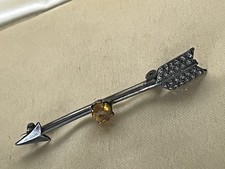Antique CHARLES HORNER silver Arrow Design Yellow Paste Bar brooch