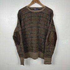 Polo Ralph Lauren Knit Jumper Sweater, Fair Isle, Wool, Leather, Mens Medium