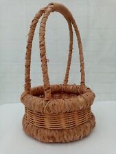 Wicker Basket Circular Long Double Handled Weave Hamper Storage 18" Tall Round