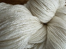 100% Mulberry Spun Silk. 100 Gram Skein.2/20nm. Natural. High Lustre Super Soft.