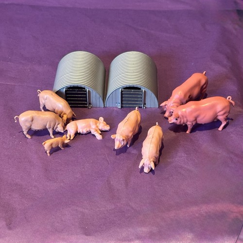 Pair britains metal pig sty - britains,