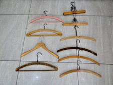 Coat Trouser Hangers VTG ANTIQUE 11 Joblot Wooden 2 BRANDED