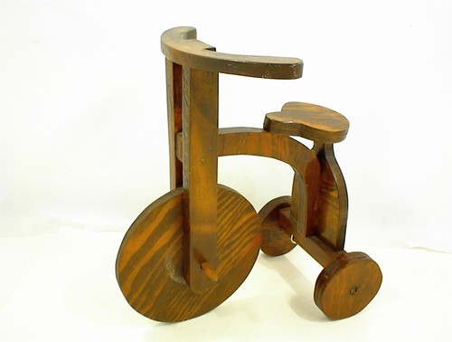 Vintage wood toy tricycle - wood,