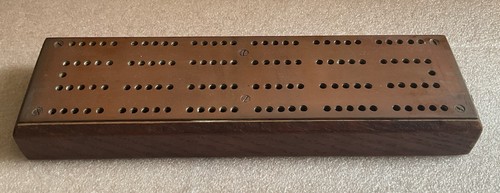 Wooden brass cribbage - brass,