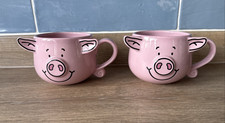 M&S Marks & Spencer Pink Percy Pig Face Mug Ceramic 3D Coffee Tea Cup x2