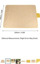Picnic Blanket, Yellow White Plaid Large Picnic Mat Waterproof for Family