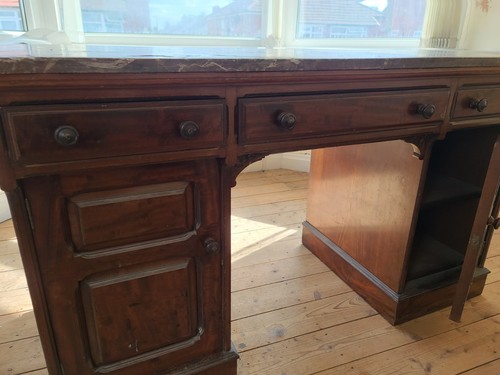 Vintage marble top desk made - top,