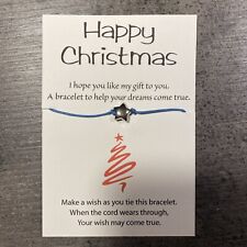 Happy Christmas Wish Bracelet Gift Card Tibetan Star Charm teacher friend 