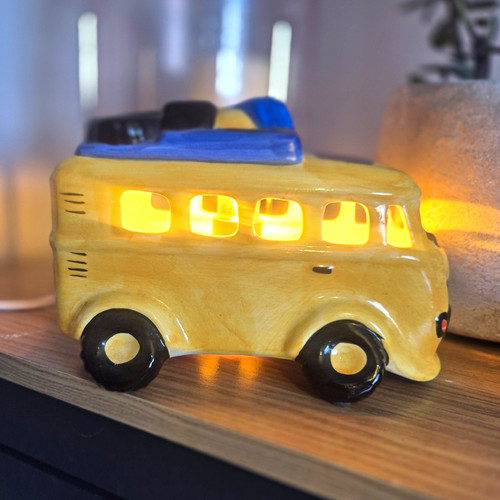 Camper van ceramic table - van, lamp
