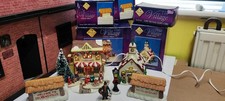 Ceramic Christmas Village “Dickensville” Bundle x4 by Premier Boxed + Light Unit