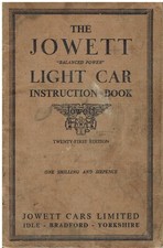 JOWETT 8hp 10hp LIGHT CAR 1937-39 ORIG OWNERS INSTRUCTION & MAINTENANCE HANDBOOK