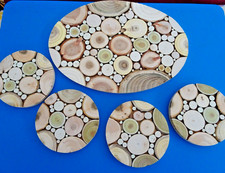 New - Wooden Trivet Set - One
