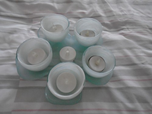 Aqua glass tealight - /, votives