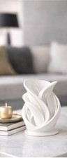 White Abstract Swirl Vase –