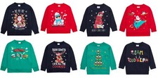 Girls Boys Christmas Jumpers For Kids 100% Cotton Sweater Novelty Xmas Tops     