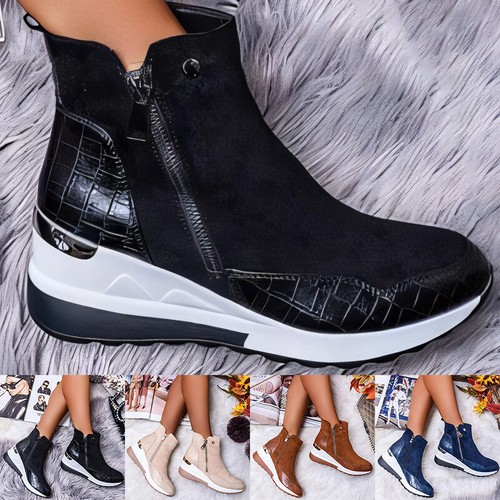 Womens ladies wedge - heel, faux