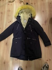Mango Winter Coat With Yellow Fur Hood And Inner