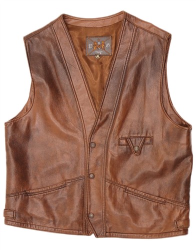 Vintage mens leather waistcoat - mens,