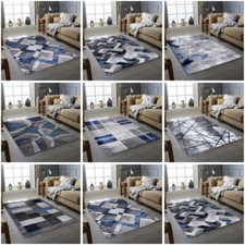 Silver Grey Navy Floor Rug