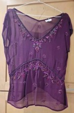 Kaliko Sheer Burgundy/plum Top  Size 12 Beaded