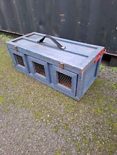 Vintage Blue Wooden 3 Compartment Racing Pigeon Bird Carrier Interior Design *