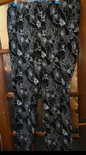 Black White Floral Trousers