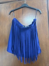 Zara Size Small Royal Blue Tasseled Mini Skirt Party Salsa Dance
