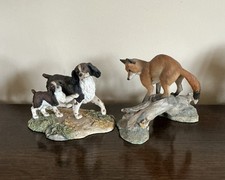 2 Pieces of Border Fine Arts Scotland Springer Spaniel & Pup & Fox With Rabbit