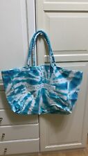 Moroccan Oil Tie Dye Extra Large Canvas Beach Tote Bag Teal/White New
