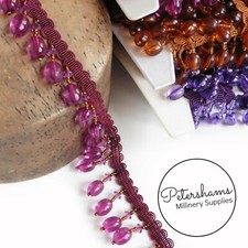 Large Oval Beaded Fringe on Wavy Gimp Braid Trim Hat Making & Millinery - 1m