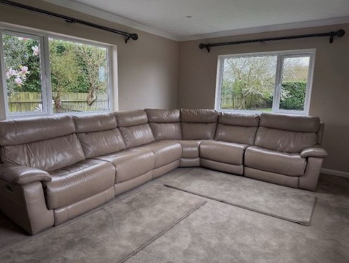 Large beige leather corner - leather,