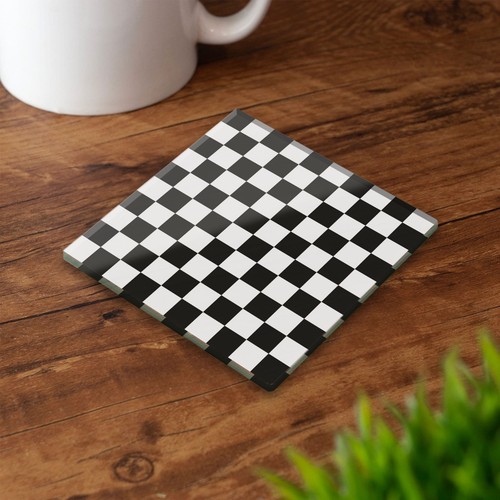 Checkerboard glass coaster - glass,