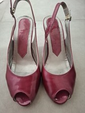 Ladies Fuschia Pink platform sole Sling-back Peep-toe Heels Size 4/37