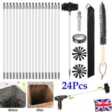 24x Chimney Sweep Kit Fireplaces Pipes Sweeping Brush & Rod Soot Cleaning Rods