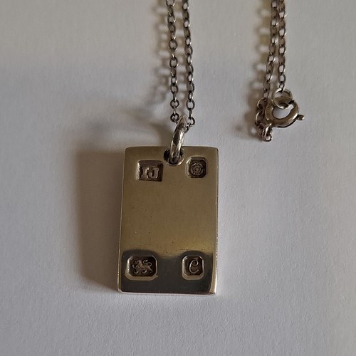 Sterling silver ingot pendant - silver,