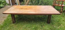 Large Solid Wood Rustic Coffee Table – Likely Mahogany / Hardwood