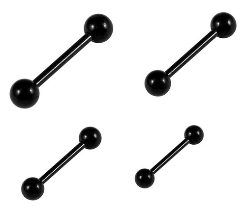 Black steel barbells - black, straight