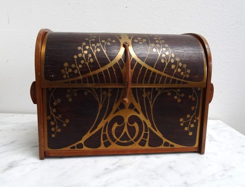 Rare antique brass inlaid box - antique,