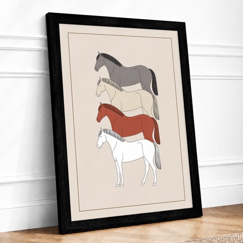 Four horses line geometric - four, in