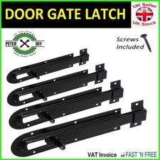 BLACK DOOR LATCH Gate Bolt Catch Window Shed Barn Stable Garage Garden 100-160mm
