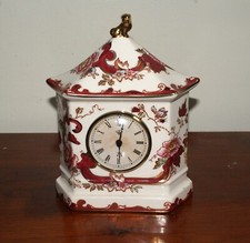 VINTAGE MASONS IRONSTONE MANDALAY RED MANTEL CLOCK
