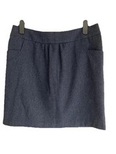 Joules Pervensey Skirt UK 14 Navy Wool Knee Length Herringbone Tweed