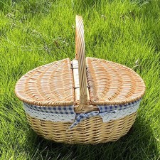 Wicker Picnic Basket with Lid