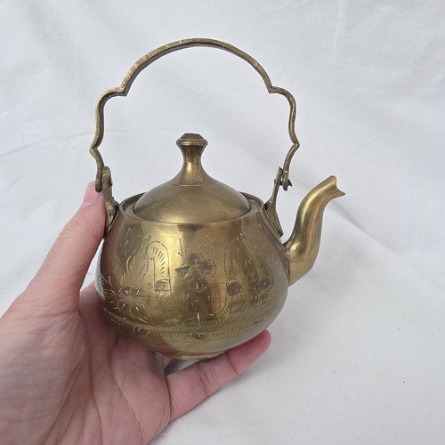 Vintage brass tea pot - vintage,