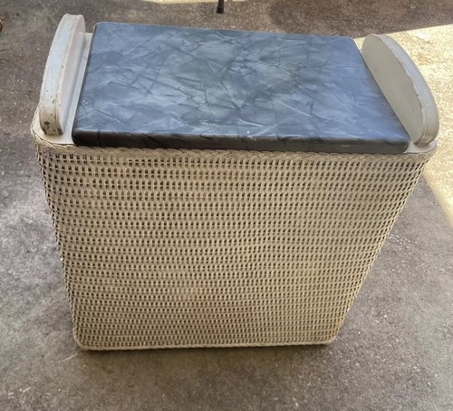 White wicker laundry hamper - wicker,